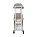 3 Tier Cart, Interchangeable Baskets And Shelves, Caster Wheels, Powder Coated Metal In White White Metal