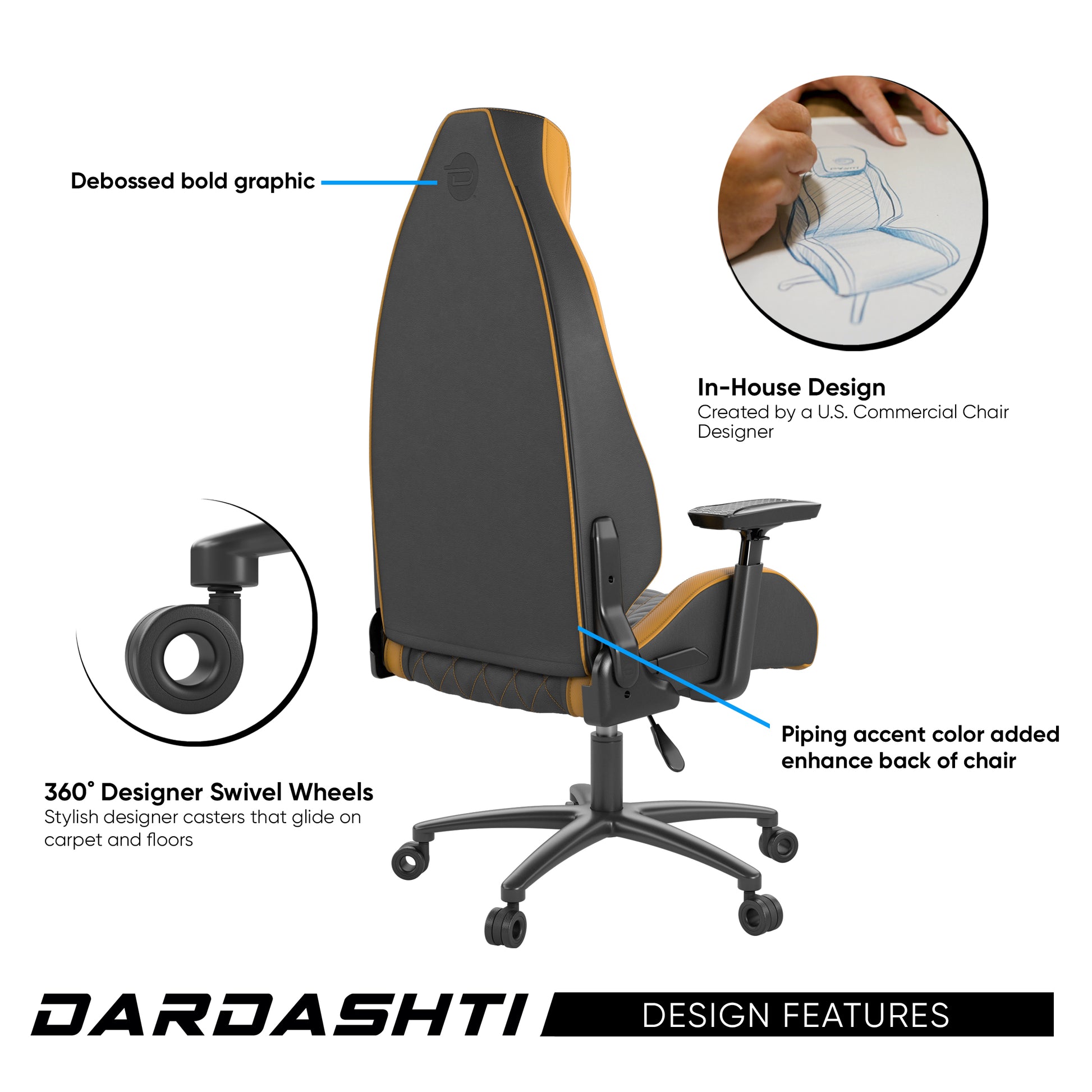 Next Gen Ergonomic Gaming Chair, 8 Way Adjustable Arm Rest, Multi Tilt, Steel Frame In Yellow Yellow Foam