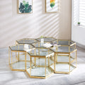 Modern Glass Coffee Table With Gold Finish Stainless Steel Frame Gold Glass