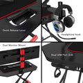 Gaming Riser, Height Adjustable, Squeeze Handle, Headset Hook, Dual Usb Ports. Red Metal