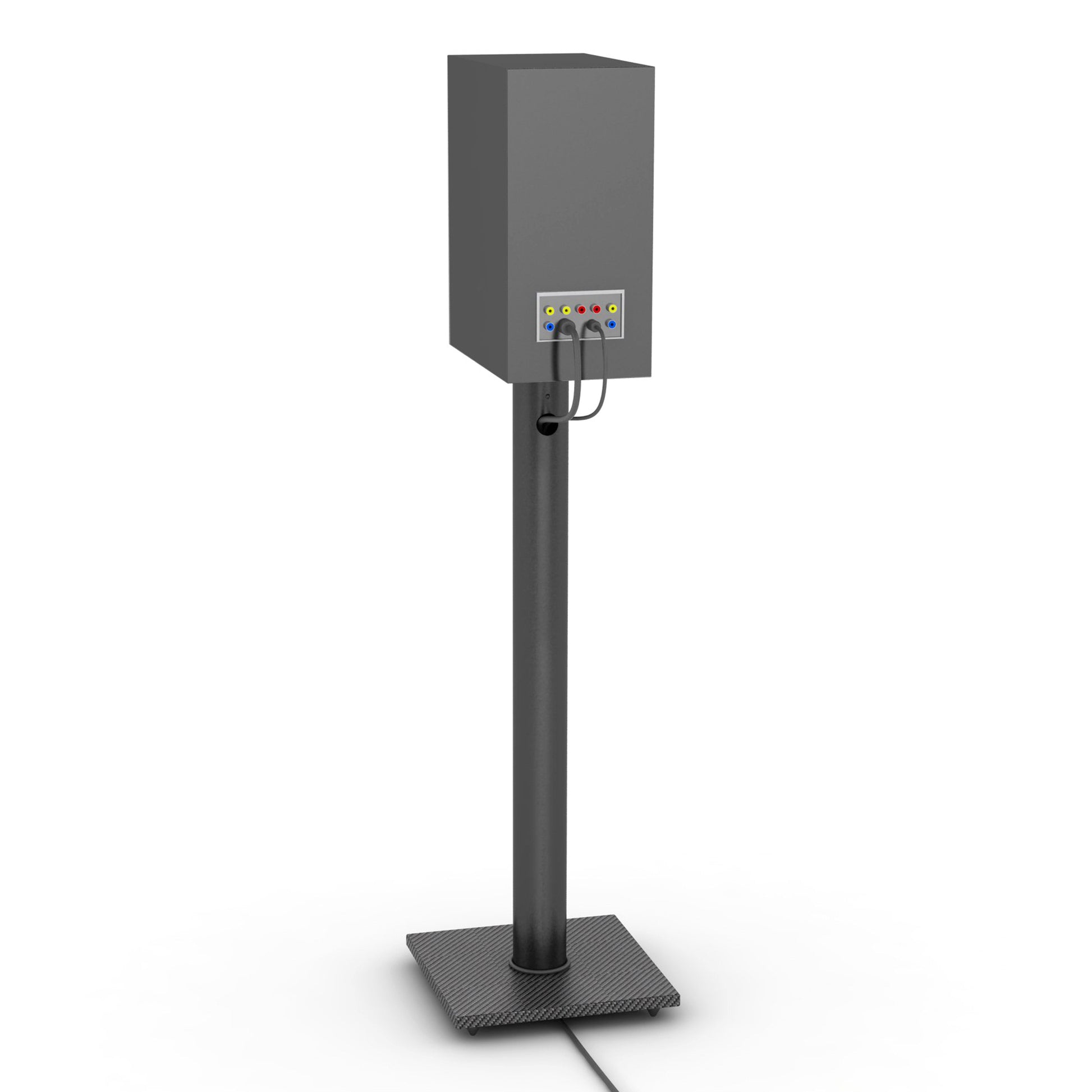 Pedestal Speaker Stand, Steel Construction, Cable Management Black Metal