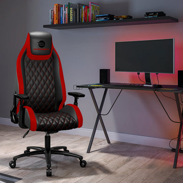 Next Gen Ergonomic Gaming Chair, 8 Way Adjustable Arm Rest, Multi Tilt, Steel Frame In Red Red Foam