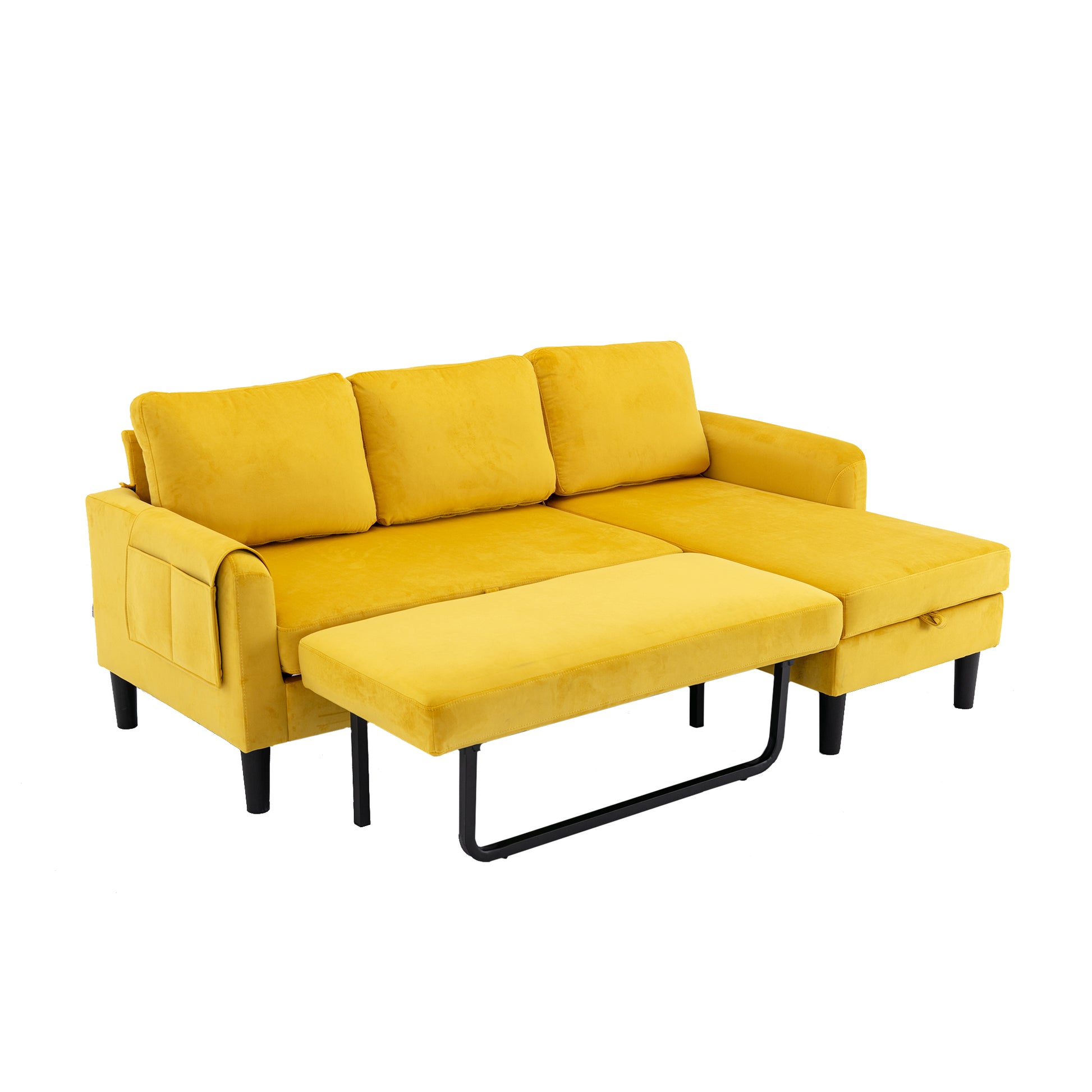 United We Win Sectional Sofa Reversible Sectional Sleeper Sectional Sofa With Storage Chaise Mustard Polyester