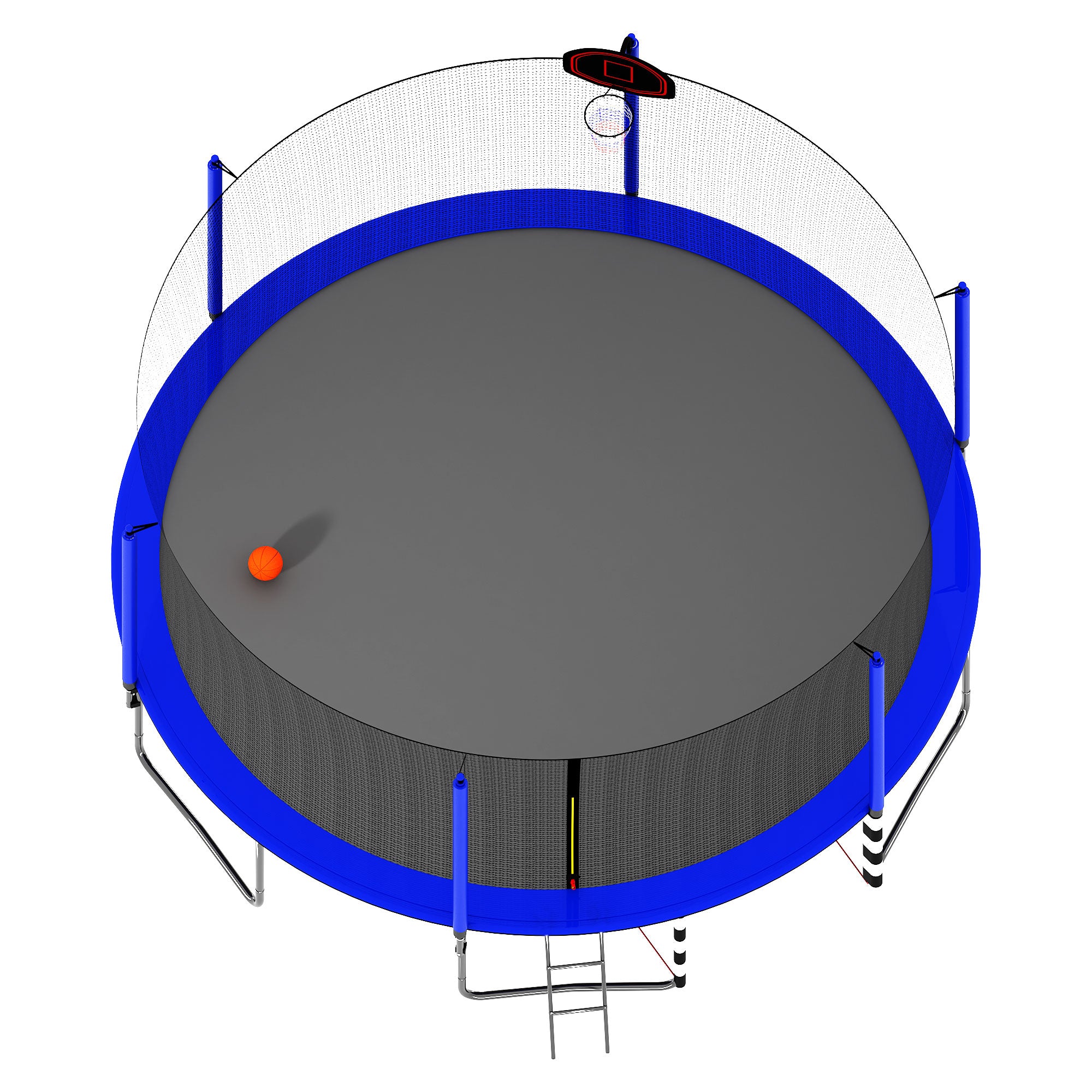 16Ft Trampoline With Basketball Hoop Pump And Ladder Inner Safety Enclosure With Soccer Goal Blue Blue Steel