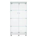 Two Door Glass Cabinet Glass Display Cabinet With 4 Shelves, White White Glass