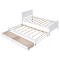 Twin Size Platform Bed With Trundle And Drawers, White White Pine