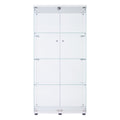 Two Door Glass Cabinet Glass Display Cabinet With 4 Shelves, White White Glass