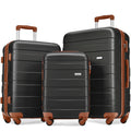 Luggage Sets Model Expandable Abs Hardshell 3Pcs Clearance Luggage Hardside Lightweight Durable Suitcase Sets Spinner Wheels Suitcase With Tsa Lock 20''24''28'' Black And Brown Black Brown Abs