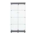 Two Door Glass Cabinet Glass Display Cabinet With 4 Shelves, Black Black Glass