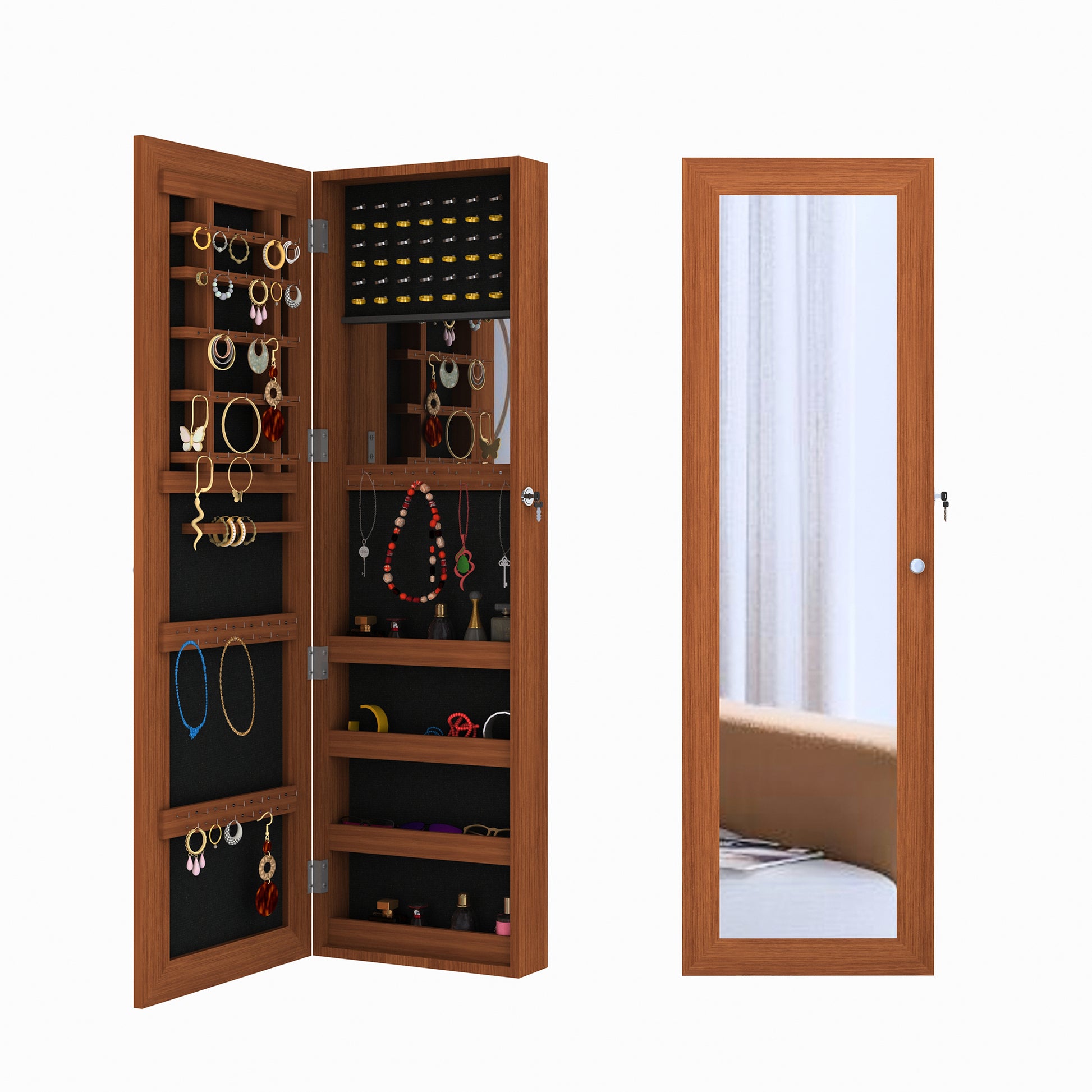 Wall Mount And Over The Door Jewelry Cabinet Mirrored Furniture Jewelr