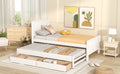 Twin Size Platform Bed With Trundle And Drawers, White White Pine