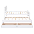 Twin Size Platform Bed With Trundle And Drawers, White White Pine