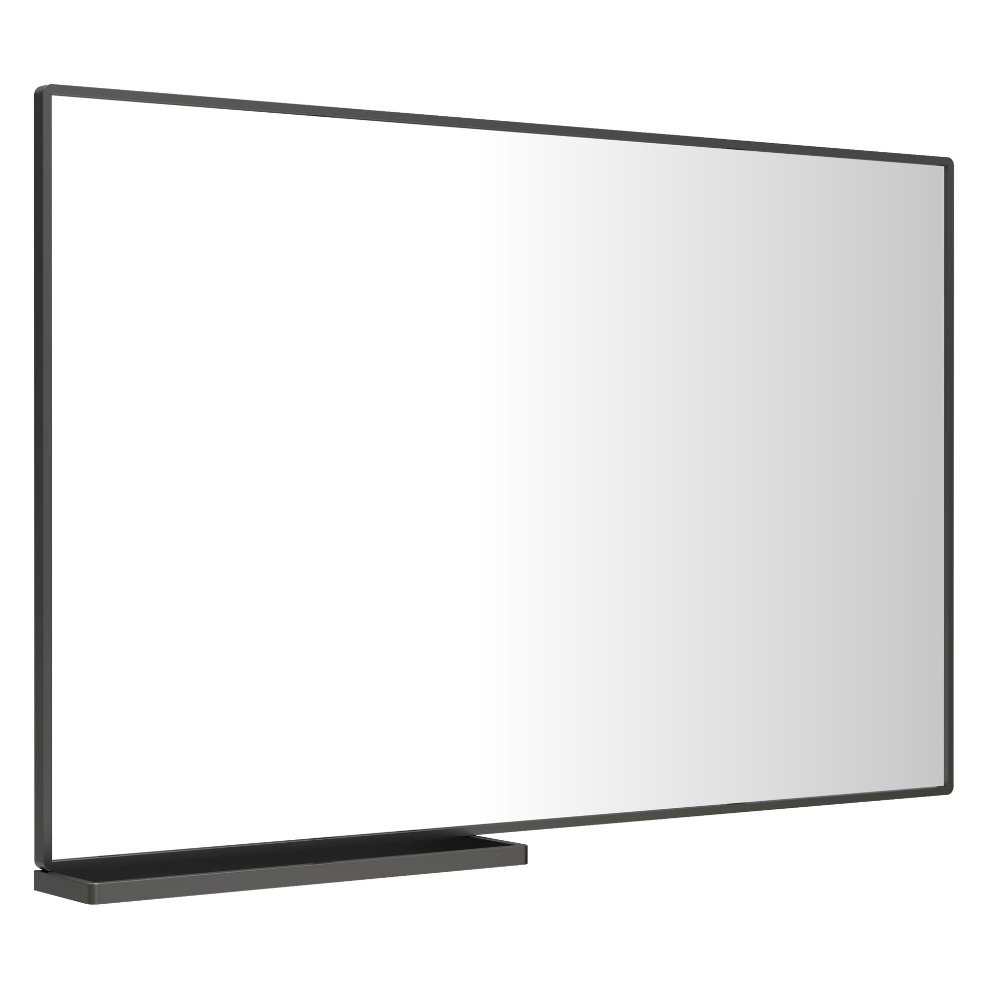 Modern Bathroom Mirror With Storage Shelf Rectangular Black Wall Mirrors For Bathroom Living Room Bedroom Hanging Mirror Aluminum Frame 48X30 Inch Black Aluminium