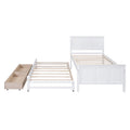 Twin Size Platform Bed With Trundle And Drawers, White White Pine