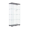 Two Door Glass Cabinet Glass Display Cabinet With 4 Shelves, Black Black Glass