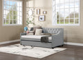 Daybed With Trundle Upholstered Tufted Sofa Bed, With Button And Copper Nail On Arms,Full Size Grey. Full Gray Solid Wood