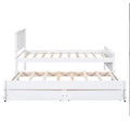 Twin Size Platform Bed With Trundle And Drawers, White White Pine