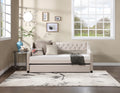 Upholstered Daybed With Trundle, Twin Size Frame, Beige Velvet Beige Foam Solid Wood