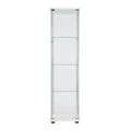 One Door Glass Cabinet Glass Display Cabinet With 4 Shelves, White White Glass