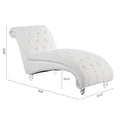 Tufted Armless Chaise Lounge White Fabric