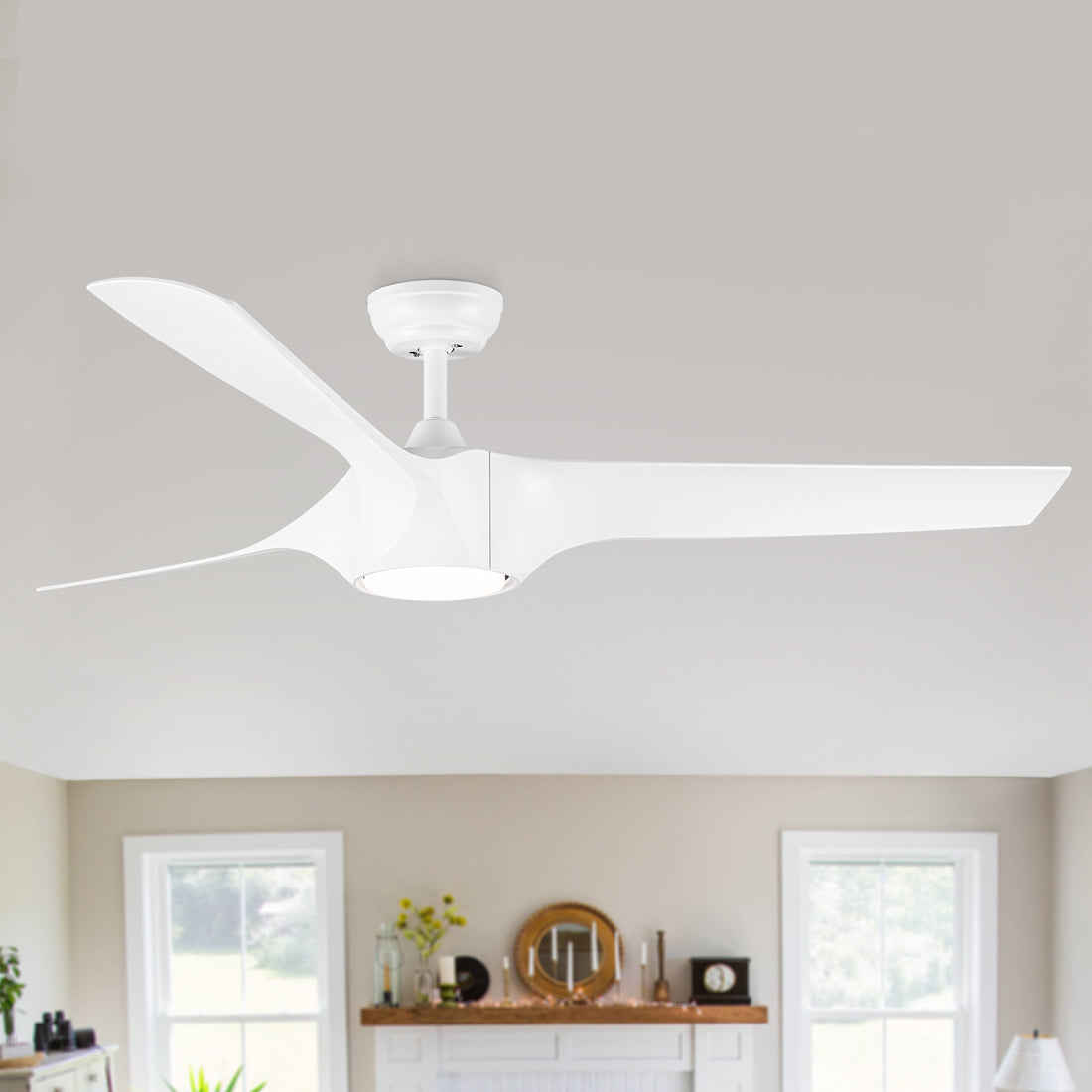 56 In.Intergrated Led Ceiling Fan With White Abs Blade White Abs