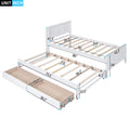 Twin Size Platform Bed With Trundle And Drawers, White White Pine