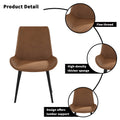 Modern Dining Chair Living Room Black Metal Leg Dining Chair Brown 2Pcs Ctn Brown Cotton Pu