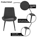 Modern Dining Chair Living Room Black Metal Leg Dining Chair Grey 2Pcs Ctn Black Gray Cotton Pu