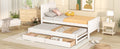 Twin Size Platform Bed With Trundle And Drawers, White White Pine