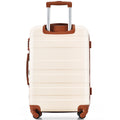 Luggage Sets Model Abs Hardshell 3Pcs Clearance Luggage Hardside Lightweight Durable Suitcase Sets Spinner Wheels Suitcase With Tsa Lock 20''24''28'' Ivory And Brown Ivory Abs