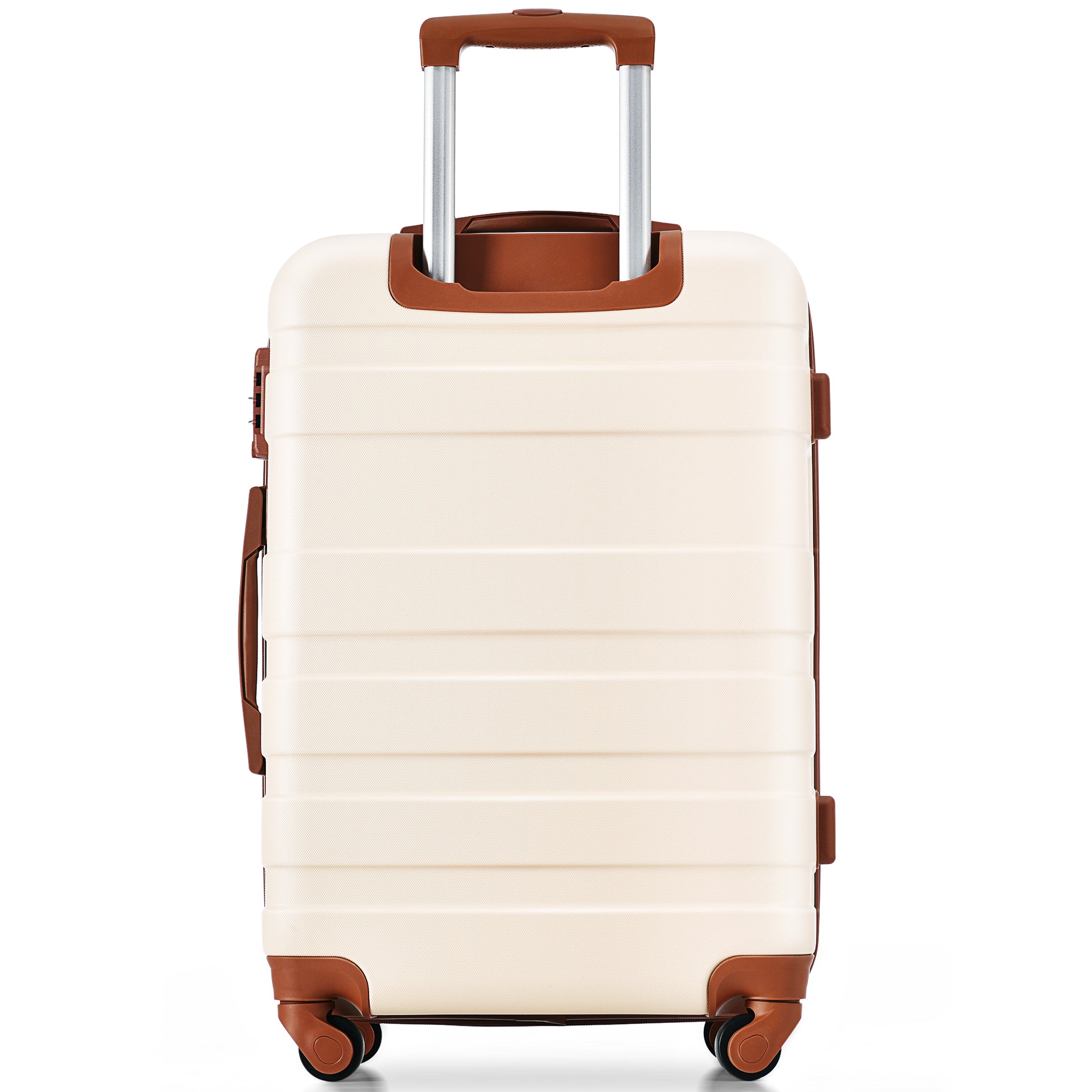 Luggage Sets Model Abs Hardshell 3Pcs Clearance Luggage Hardside Lightweight Durable Suitcase Sets Spinner Wheels Suitcase With Tsa Lock 20''24''28'' Ivory And Brown Ivory Abs