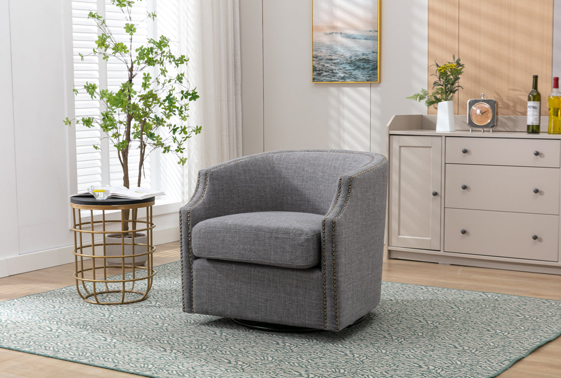 Coolmore Swivel Chair Living Room Chair Dark Gray Metal