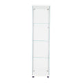 One Door Glass Cabinet Glass Display Cabinet With 4 Shelves, White White Glass