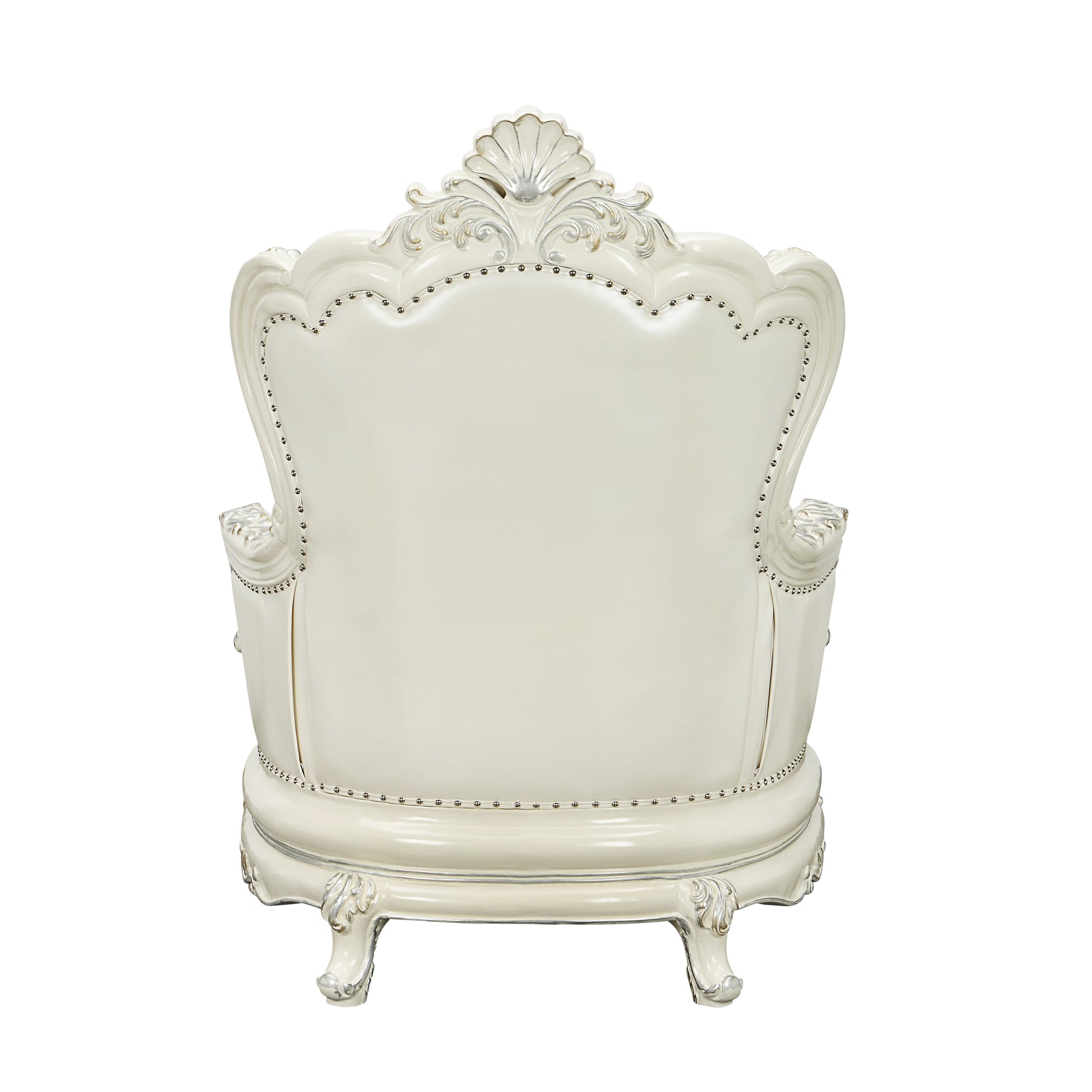 Adara Chair W 2 Pillows Pearl White Pu & Antique White Finish Lv01226 Antique White Pu
