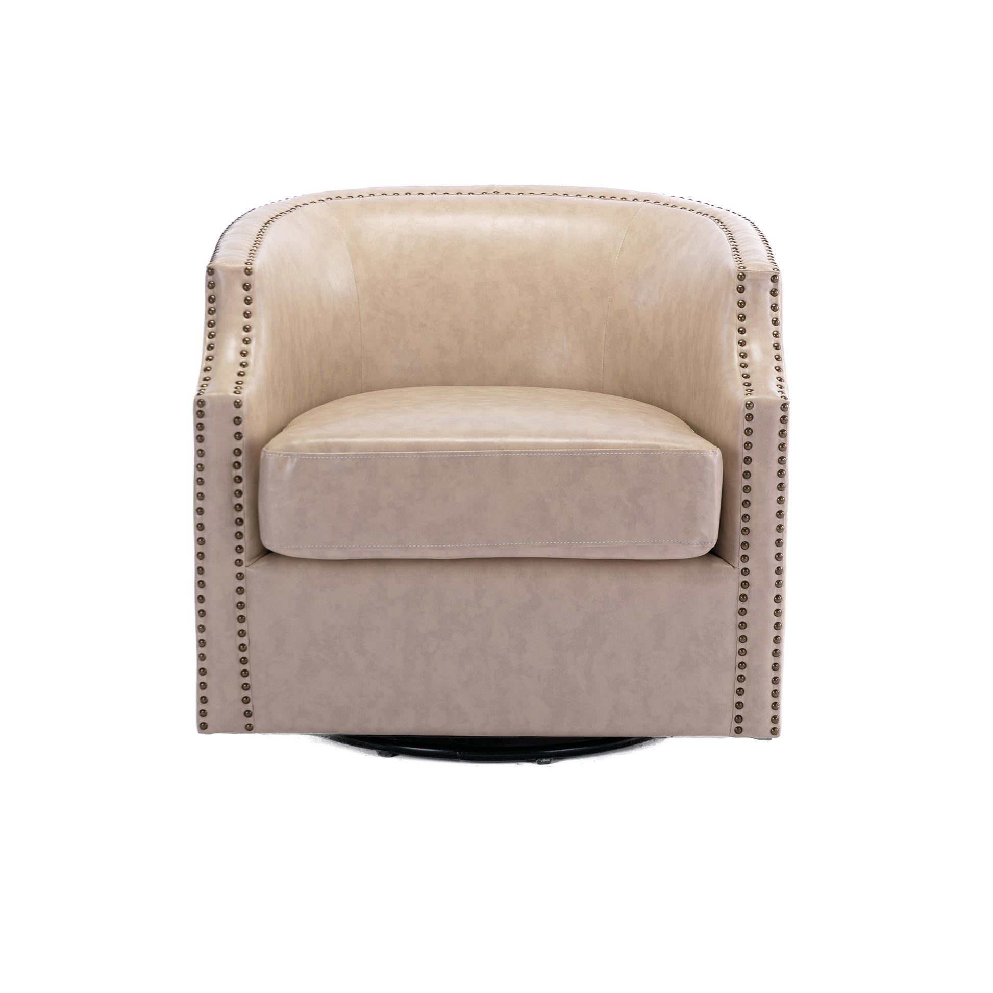 Coolmore Swivel Chair Living Room Chair Beige Metal