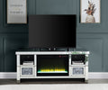 Noralie Tv Stand W Fireplace Mirrored & Faux Diamonds Lv00313 Silver Mdf