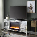 Noralie Tv Stand W Fireplace Mirrored & Faux Diamonds Lv00312 Silver Mdf