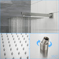 Dual Shower Head 12 Inch Wall Mounted Square Shower System With Rough In Valve, Brushed Nickel Brushed Nickel Stainless Steel