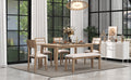 Classic And Traditional Style 6 Piece Dining Set, Includes Dining Table, 4 Upholstered Chairs & Bench Natural Wood Wash Natural Wood Wash Solid Wood