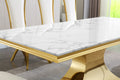 Luxurious Design Marble Rectangular Dining Table With Gold Mirrored Finish Stainless Steel Base Golden White Marble