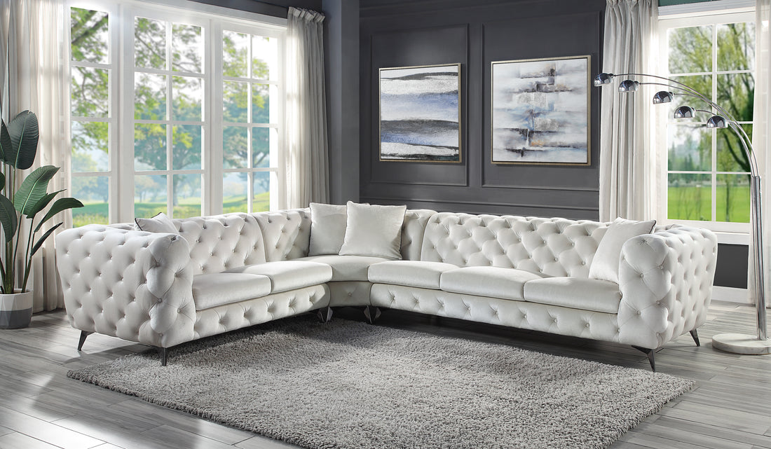 Atronia Sectional Sofa W 4 Pillows Beige Fabric Lv01160 Beige Fabric