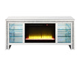 Noralie Tv Stand W Fireplace & Led Mirrored & Faux Diamonds Lv00317 Silver Mdf