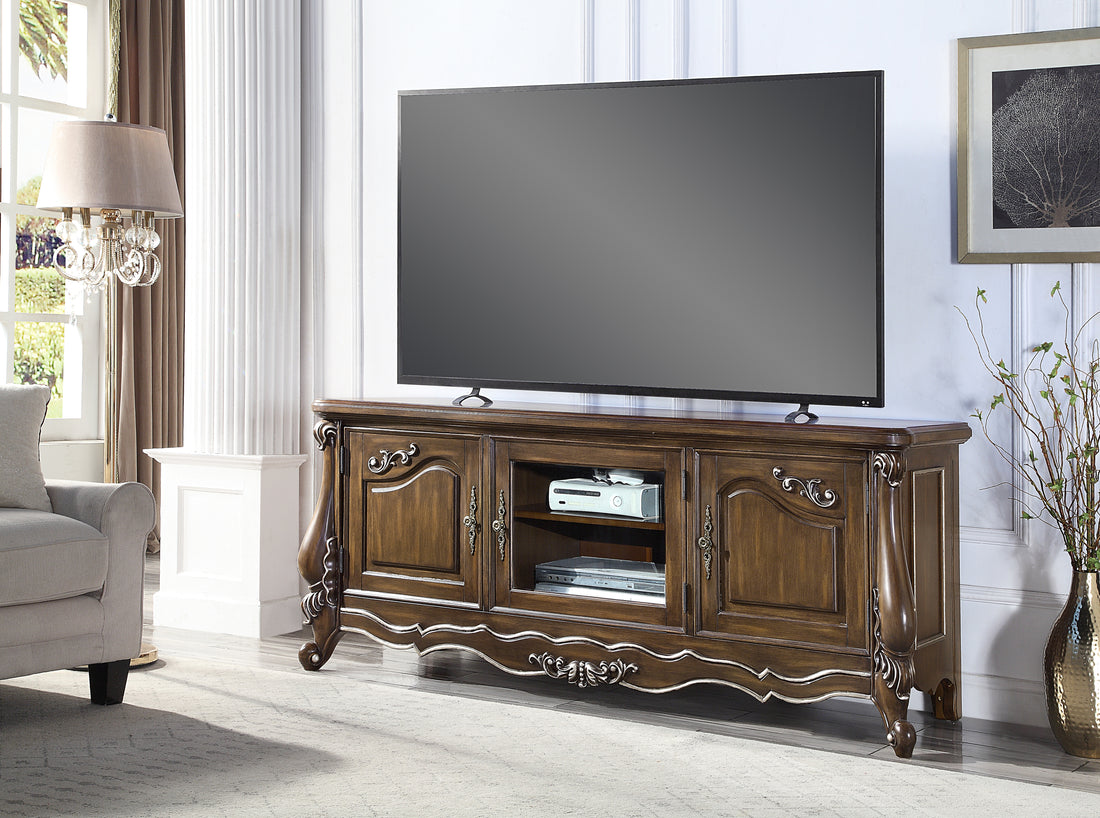 Latisha Tv Stand Antique Oak Finish Lv01413 Oak Solid Wood Mdf