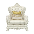 Adara Chair W 2 Pillows Pearl White Pu & Antique White Finish Lv01226 Antique White Pu