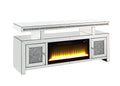 Noralie Tv Stand W Fireplace Mirrored & Faux Diamonds Lv00523 Silver 60 69 Inches Glass