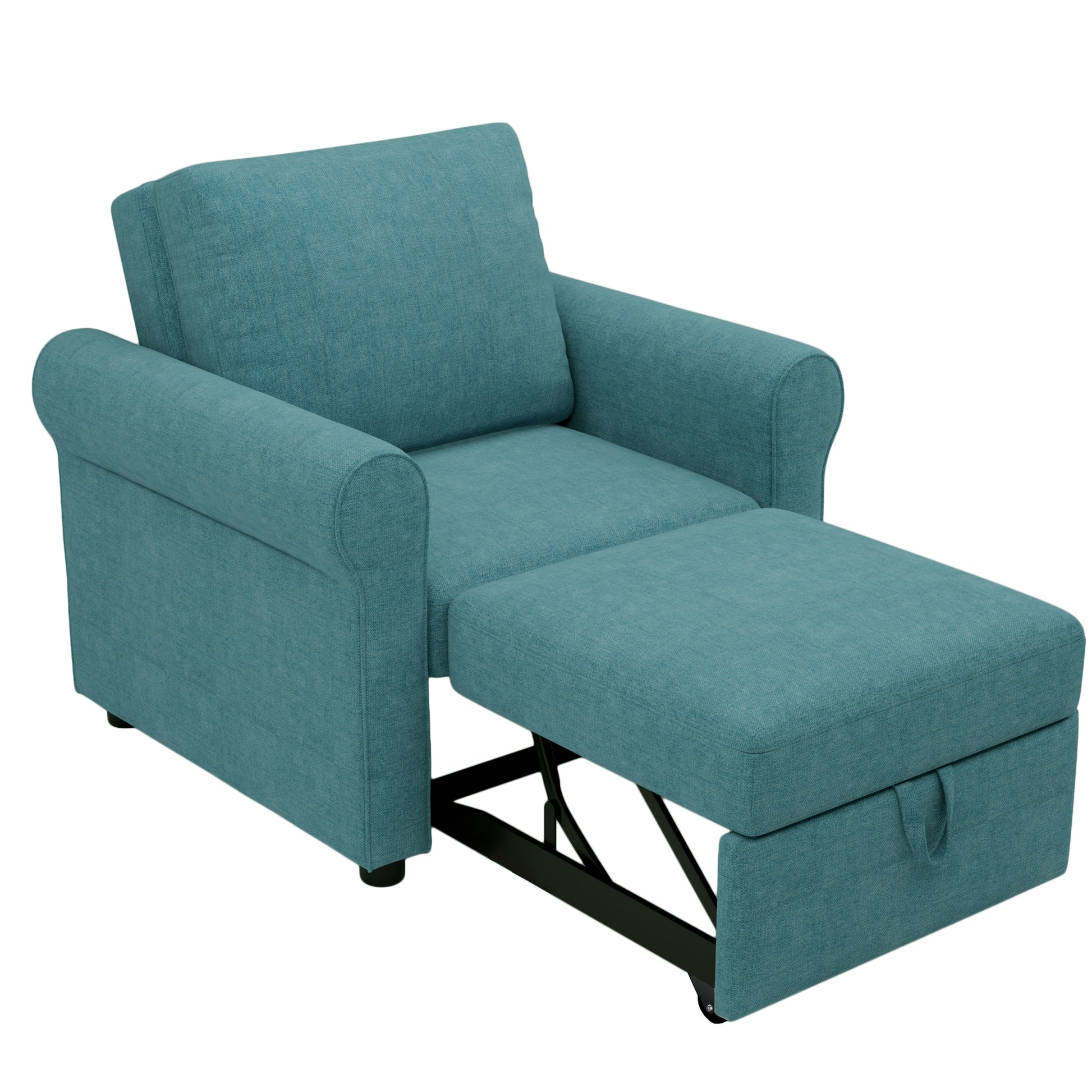 3 In 1 Sofa Bed Chair, Convertible Sleeper Chair Bed,Adjust Backrest Into A Sofa,Lounger Chair,Single Bed,Modern Chair Bed Sleeper For Adults,Teal Old Sku:Wf301161Aaw Teal Linen