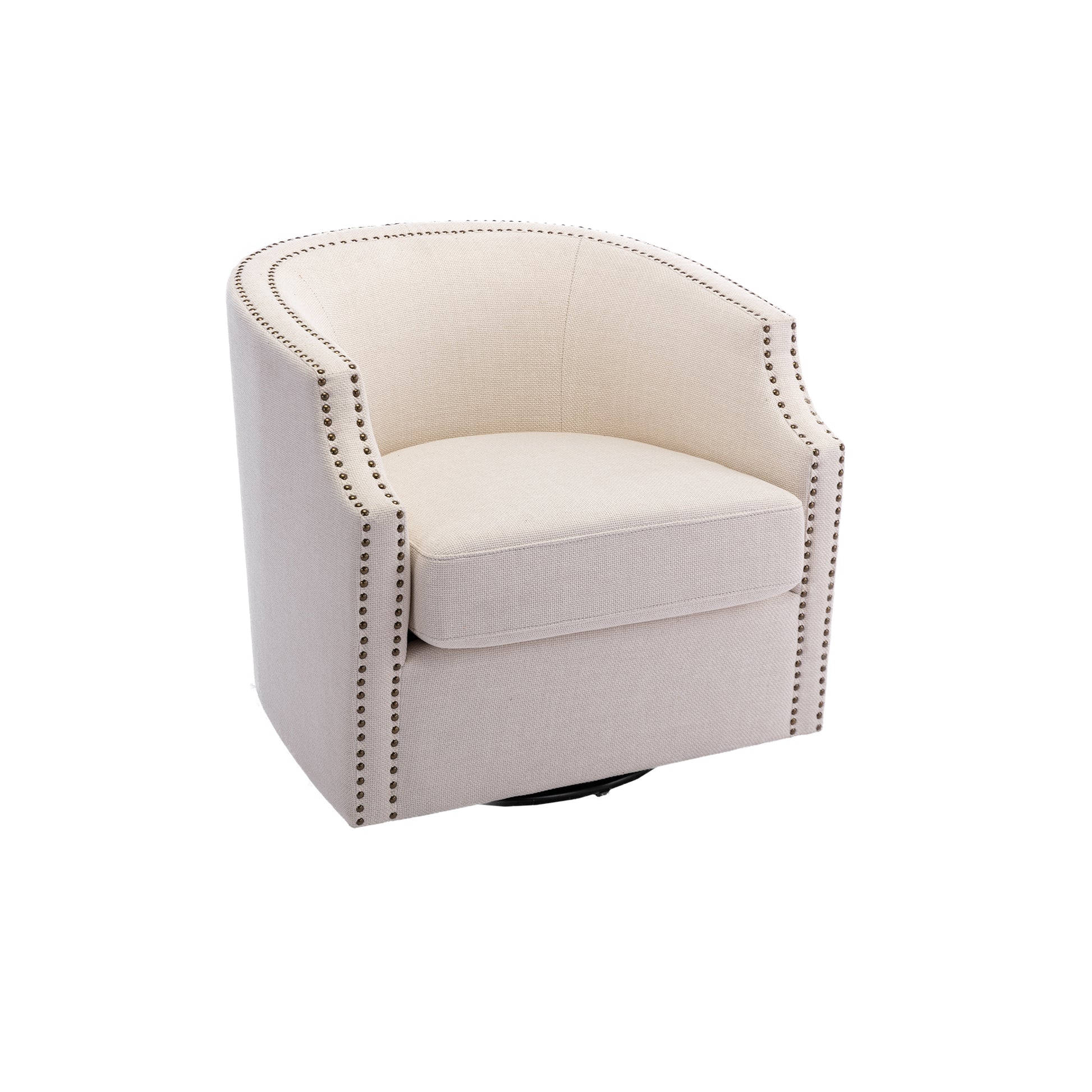 Coolmore Swivel Chair Living Room Chair Beige Foam Linen