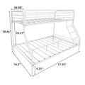 Heavy Duty Twin Over Full Metal Bunk Bed, Easy Assembly With Enhanced Upper Level Guardrail, White Box Spring Not Required Twin White Metal Bedroom Bunk Metal