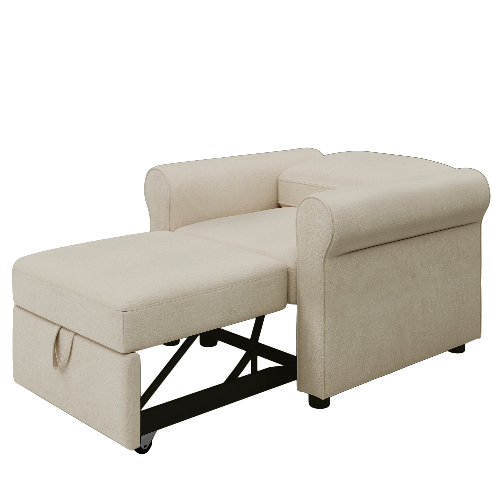 3 in 1 Sofa Bed Chair, Convertible Sleeper Chair beige-linen