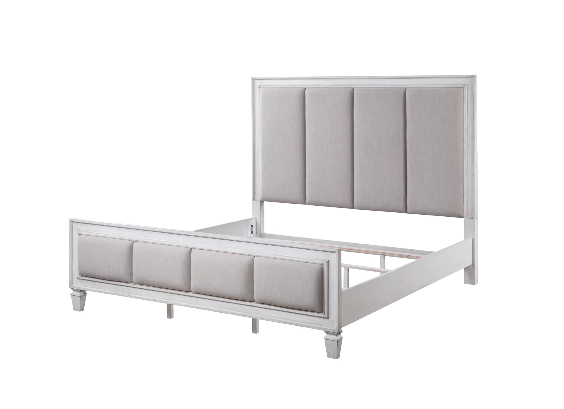 Katia Queen Bed Light Gray Linen, Rustic Gray & Weathered White Finish Bd00660Q Light Gray Linen